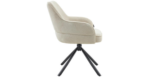 ARMLEHNSTUHL  Sitzfläche 360° drehbar, automatische Rückholfunktion Webstoff  - Beige/Schwarz, Design, Textil/Metall (62/86/65cm) - Carryhome