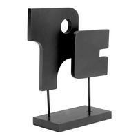 SKULPTUR - Schwarz, LIFESTYLE, Holz/Metall (28,5/12/36,5cm)