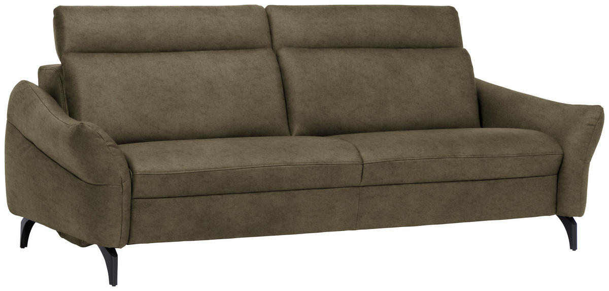 3-SITZER-SOFA in Leder Olivgrün  - Anthrazit/Olivgrün, Design, Leder/Metall (227/92/97cm) - Himolla Komfortklass