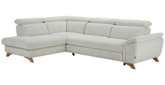 ECKSOFA Creme Chenille  - Eichefarben/Creme, MODERN, Holz/Textil (212/287cm) - Valnatura