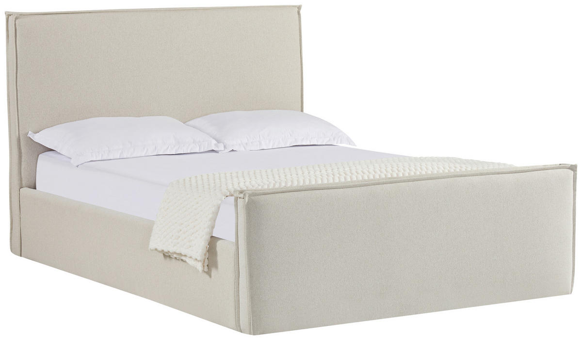 POLSTERBETT 140/200 cm,  in Creme, Lattenrost, Bettkasten,  - Creme/Schwarz, MODERN, Holz/Kunststoff (140/200cm) - Livetastic