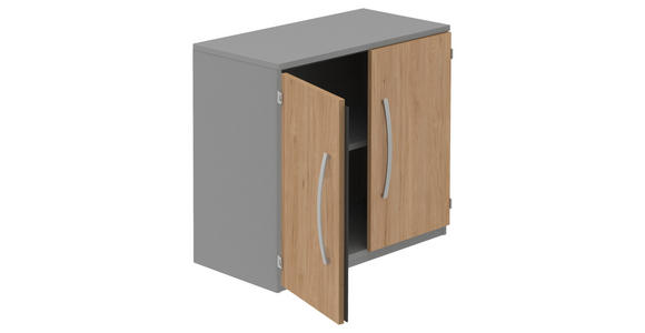 AKTENSCHRANK Grau, Eichefarben - Eichefarben/Grau, KONVENTIONELL, Holzwerkstoff (80/76,5/43cm) - Moderano