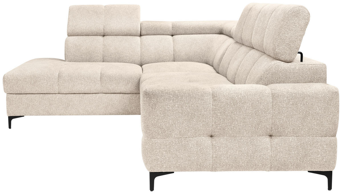 ECKSOFA in Struktur Beige  - Beige/Schwarz, Modern, Textil/Metall (212/254cm) - Carryhome