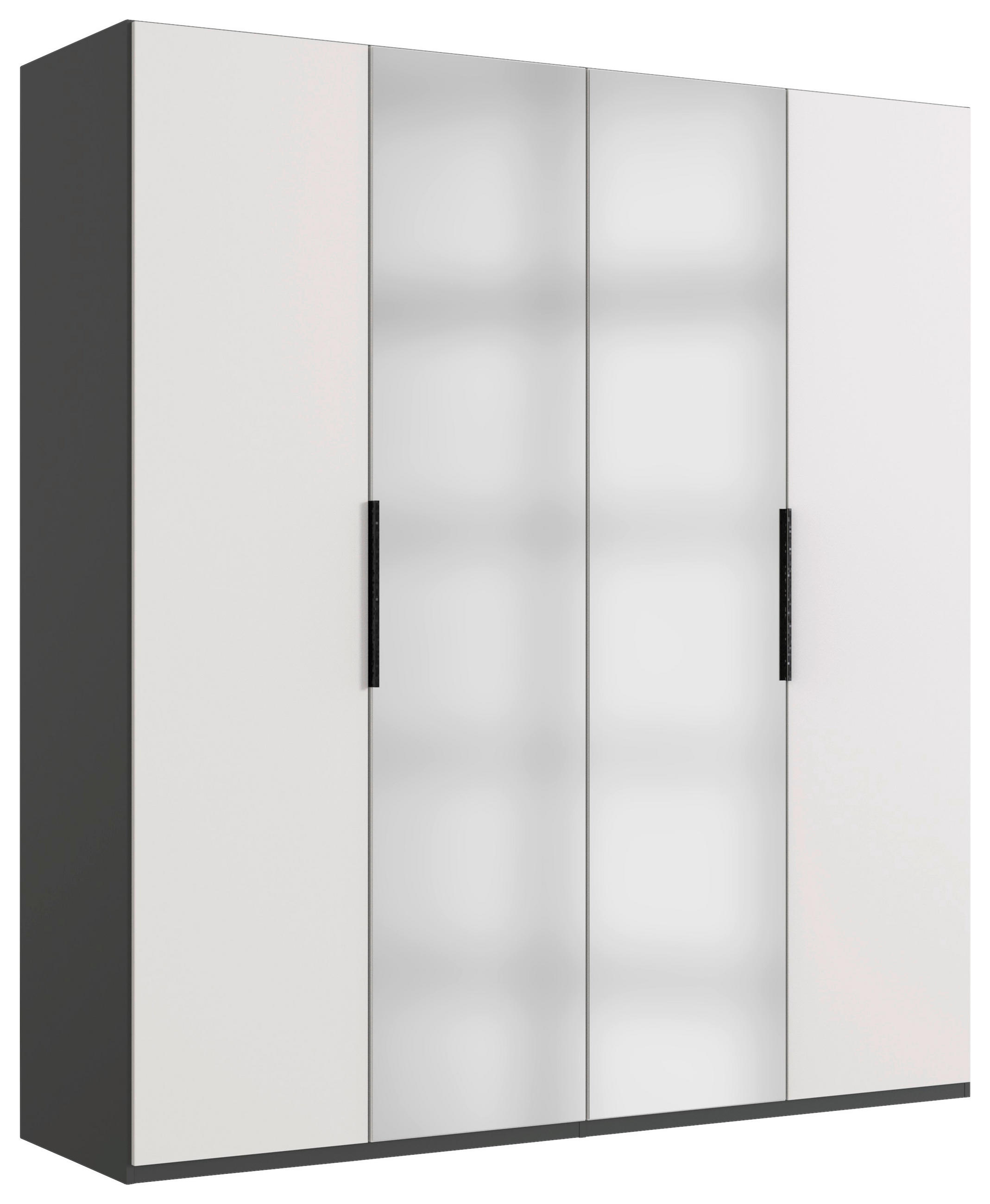 DREHTÜRENSCHRANK in Graphitfarben, Weiss  - Weiss/Schwarz, Konventionell, Holzwerkstoff/Metall (200/236/58cm) - Hom`in