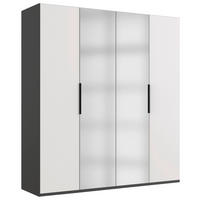 DREHTÜRENSCHRANK in Graphitfarben, Weiss  - Weiss/Schwarz, Konventionell, Holzwerkstoff/Metall (200/236/58cm) - Hom`in
