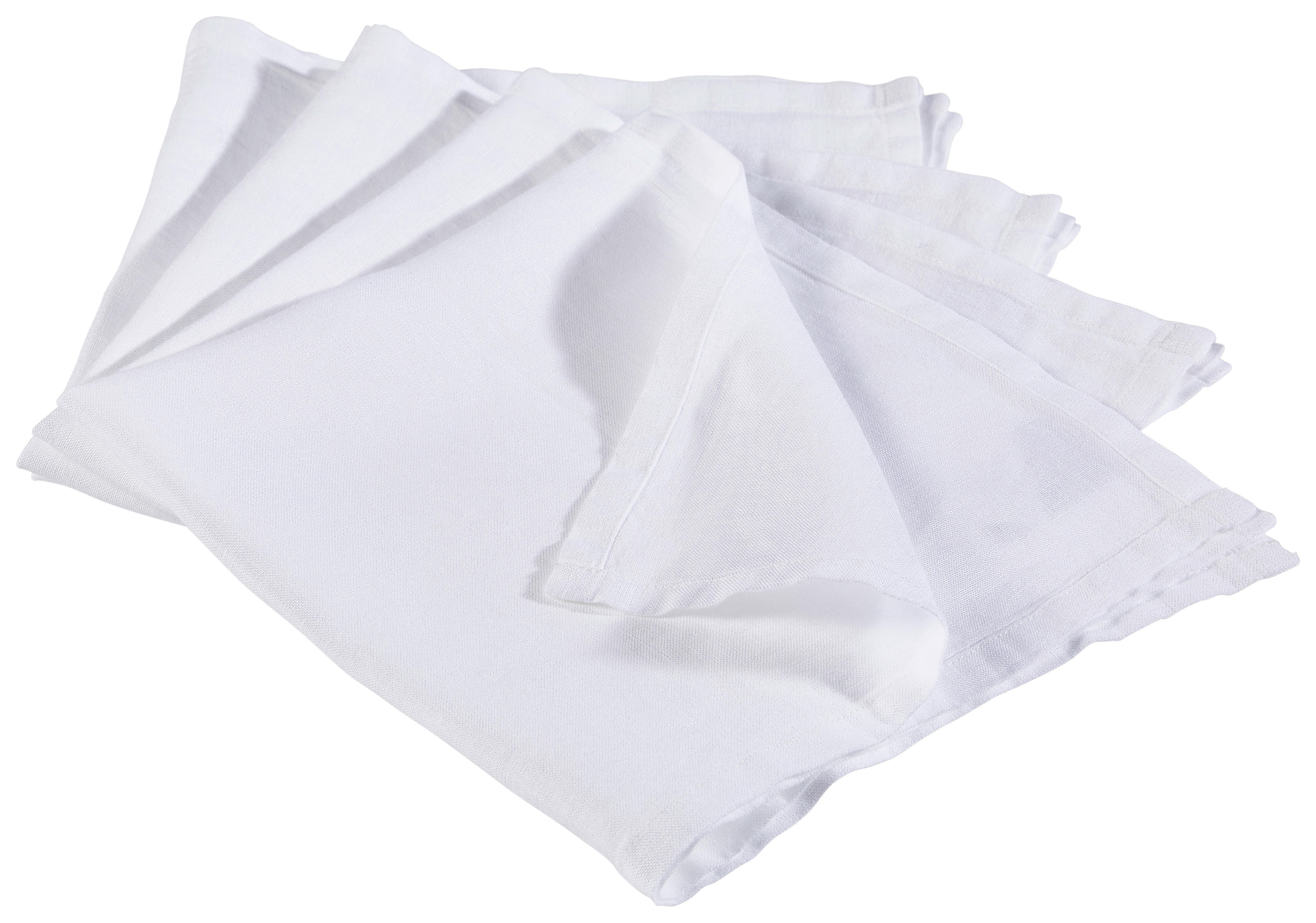 Leinen-Stoffserviette-4er Set 50/50 cm   - Weiß, Trend, Textil (50/50cm) - Ambiente