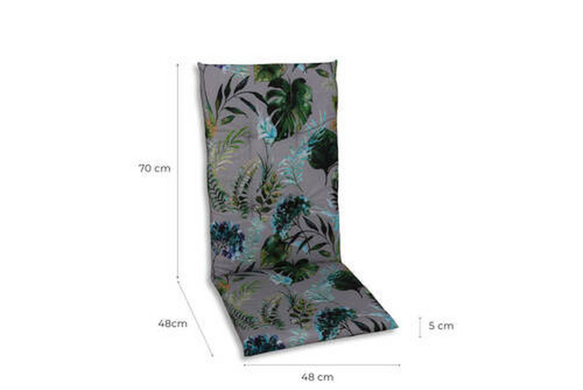 SESSELAUFLAGE in Anthrazit, Grün Blätter  - Anthrazit/Grün, KONVENTIONELL, Textil (48/5/118cm)
