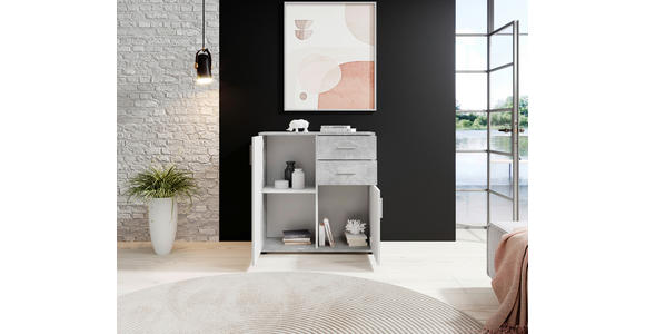KOMMODE Bobby in 80/82/35 cm - Silberfarben/Weiß, KONVENTIONELL, Holzwerkstoff/Kunststoff (80/82/35cm) - Carryhome