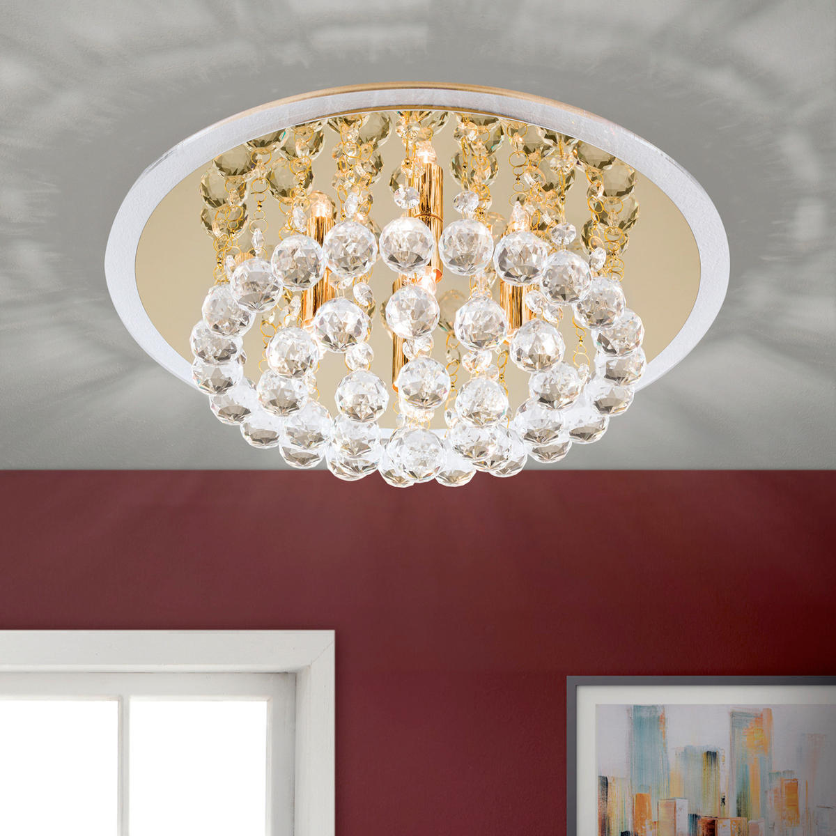 KRISTALL-DECKENLEUCHTE Gloria 38/15 cm   - Goldfarben, LIFESTYLE, Glas/Metall (38/15cm)