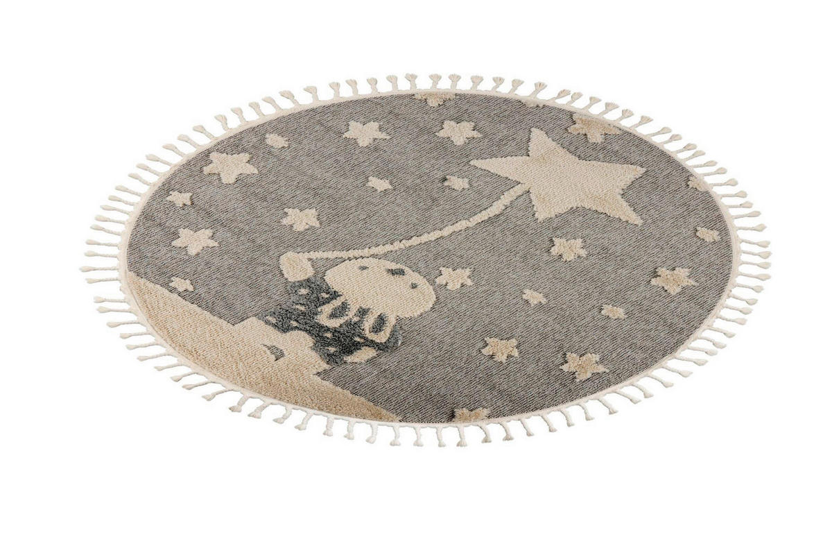 FLACHWEBETEPPICH 133/133 cm Grau rund  - Grau, Basics, Textil (133/133cm) - Kayoom