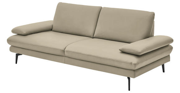 3-SITZER-SOFA in Leder Creme, Naturfarben - Creme/Schwarz, Design, Leder/Metall (222/86/104cm) - Dieter Knoll