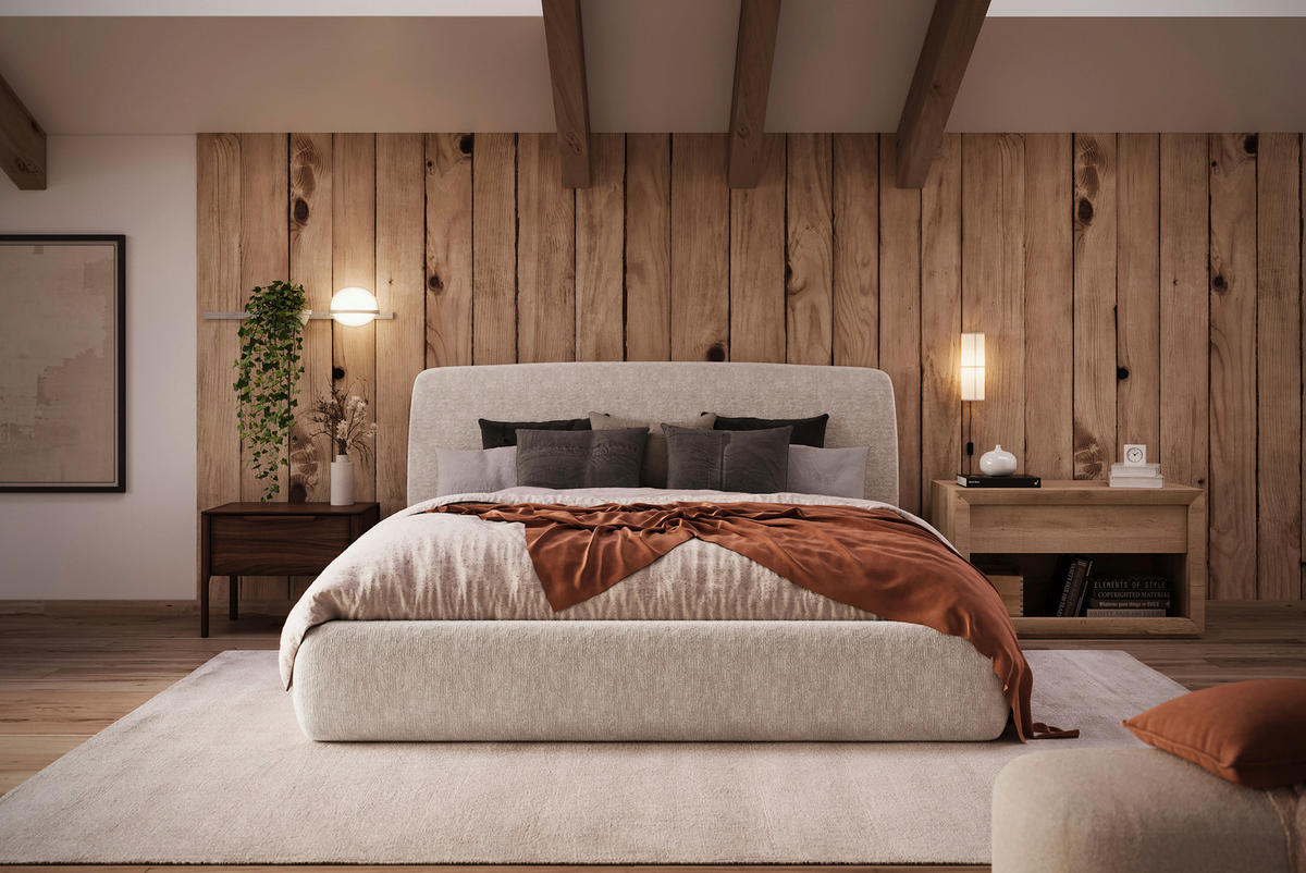 POLSTERBETT 180/200 cm  in Beige  - Beige, Modern, Holz/Holzwerkstoff (180/200cm) - MID.YOU