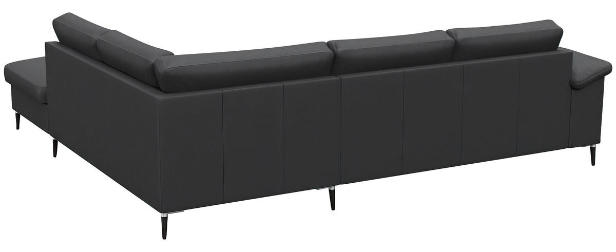 Freisteller von Livetastic ECKSOFA Schwarz Echtleder.