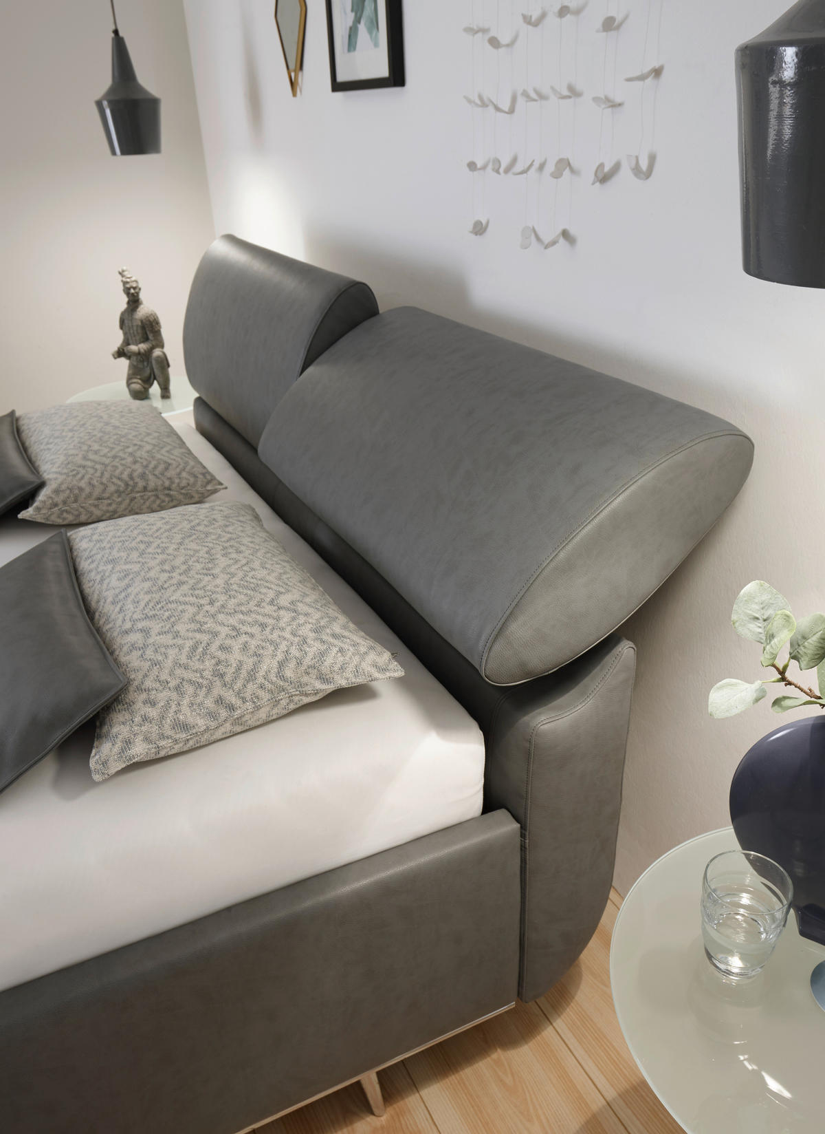 POLSTERBETT 180/200 cm  Grau  - Chromfarben/Grau, Basics, Holzwerkstoff/Textil (180/200cm) - RUF Betten