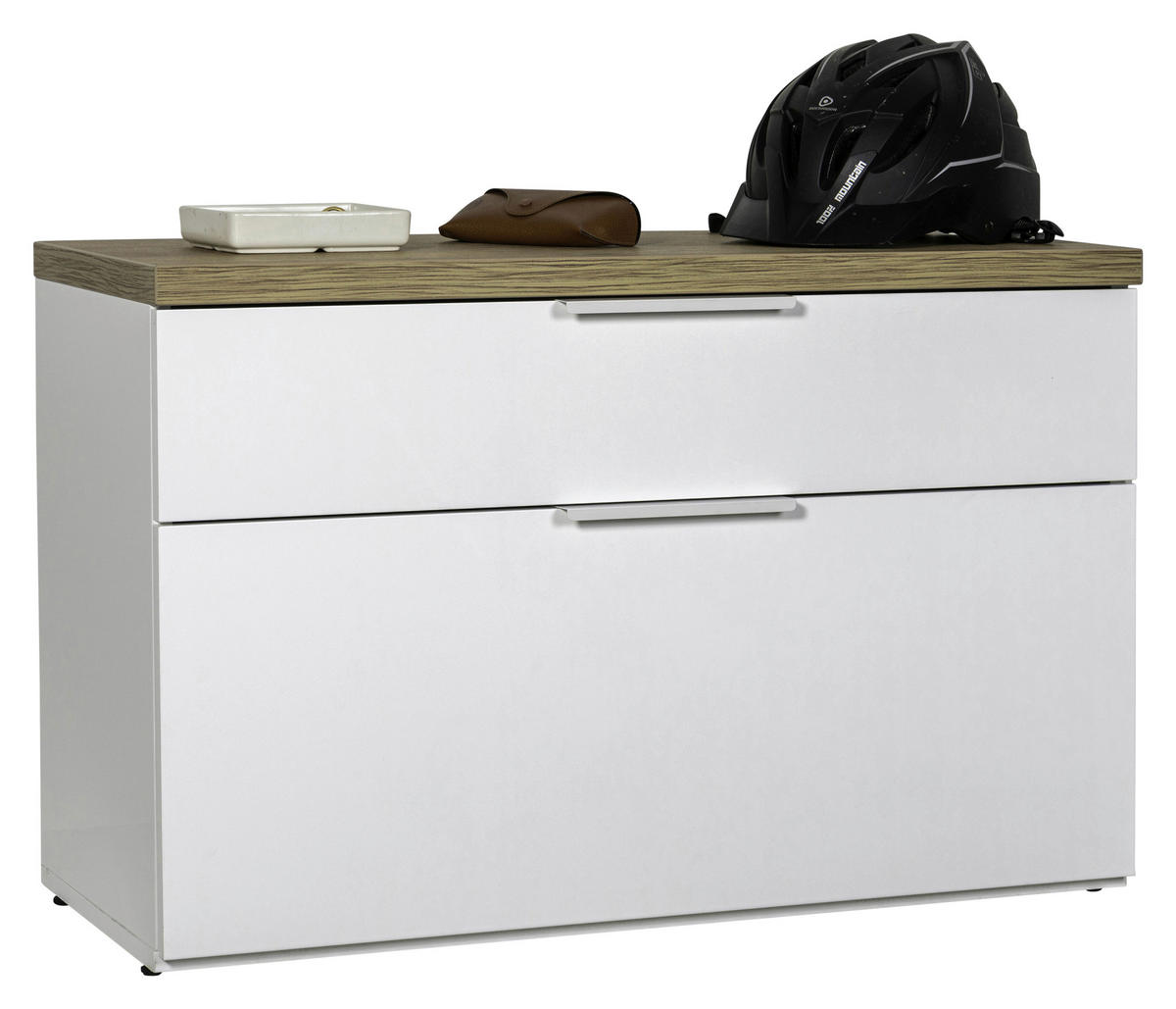 GARDEROBENBANK  in 82/53/35 cm  - Eichefarben/Weiß Hochglanz, MODERN, Kunststoff/Metall (82/53/35cm) - Carryhome