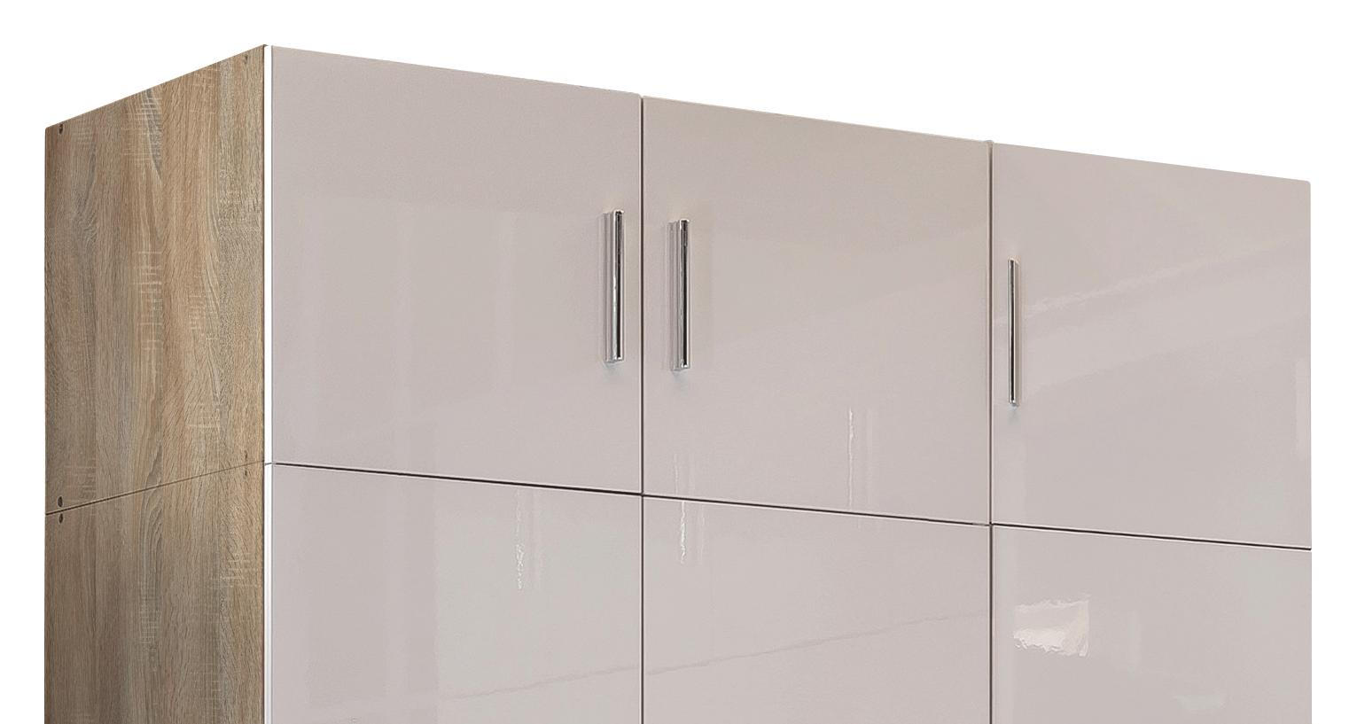 Aufsatzschrank in Weiß, Eichefarben
