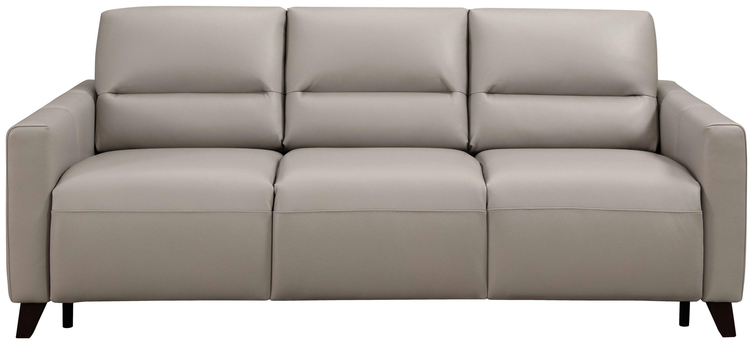 SCHLAFSOFA Hellgrau Echtleder  - Eiche dunkel/Hellgrau, Design, Leder/Holz (206/89/97cm) - Novel