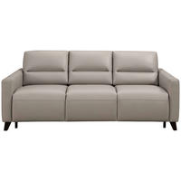 SCHLAFSOFA Hellgrau Echtleder  - Eiche dunkel/Hellgrau, Design, Leder/Holz (206/89/97cm) - Novel