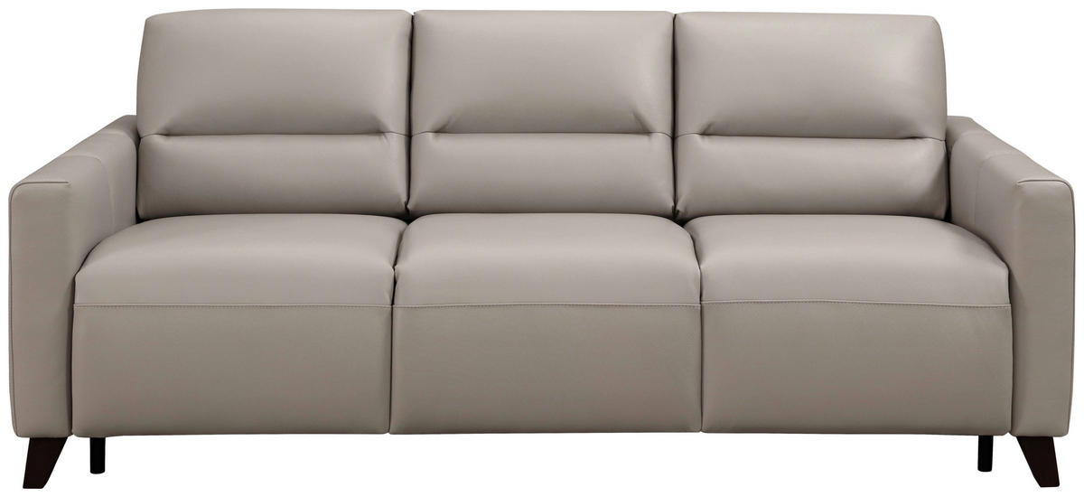 SCHLAFSOFA Hellgrau Echtleder  - Eiche dunkel/Hellgrau, Design, Leder/Holz (206/89/97cm) - Novel