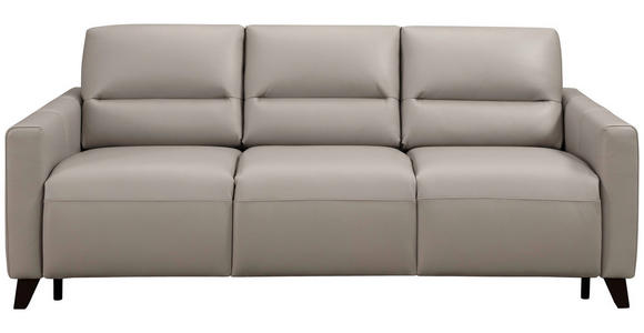 SCHLAFSOFA  in Echtleder Hellgrau  - Eiche dunkel/Hellgrau, Design, Leder/Holz (206/89/97cm) - Novel