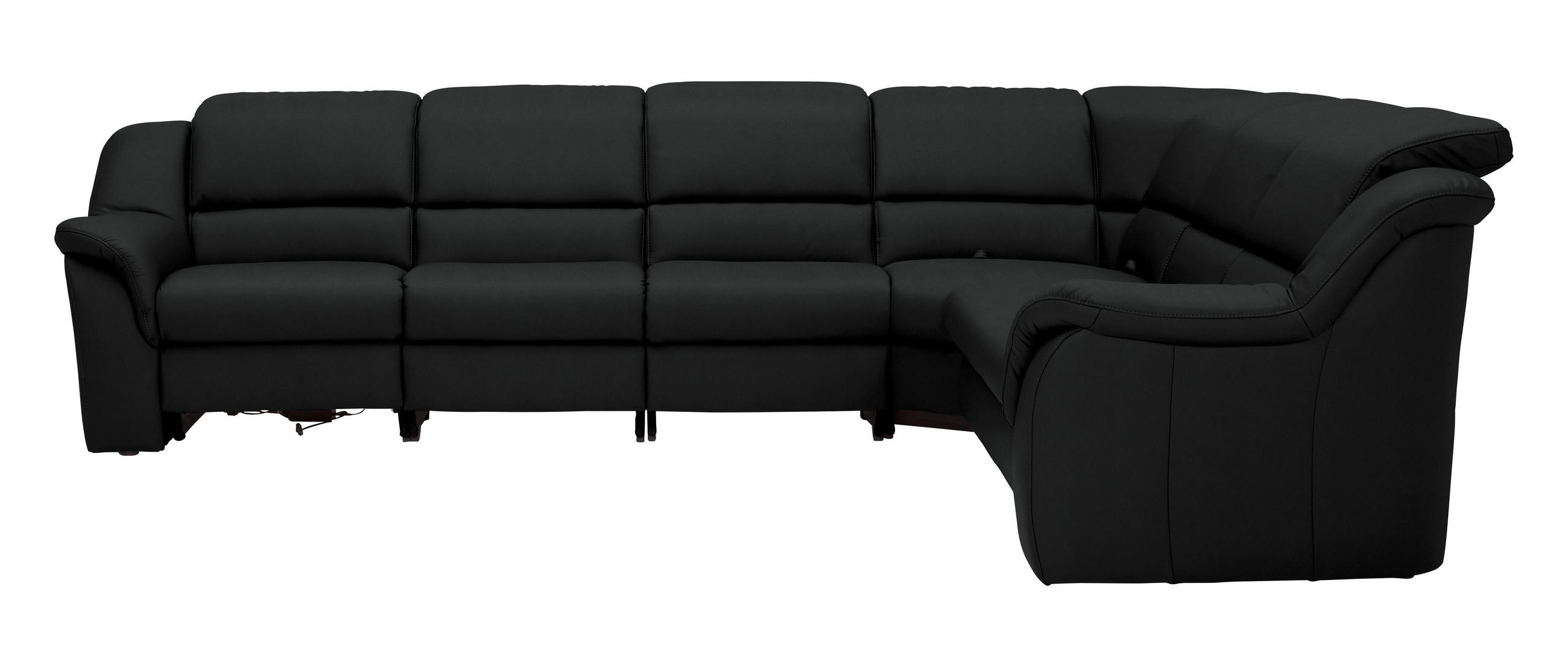 ECKSOFA 324/260 cm  in Echtleder Schwarz  324/260 cm  - Chromfarben/Schwarz, KONVENTIONELL, Leder/Kunststoff (324/260cm) - Cantus
