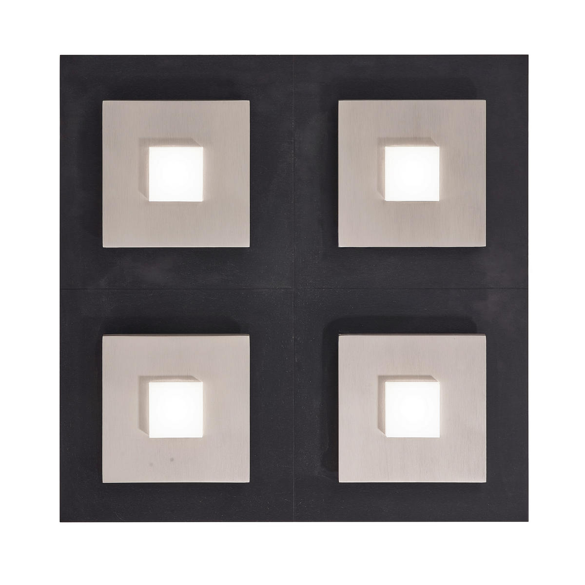 LED-DECKENLEUCHTE Plano 48/7/48 cm  - Schwarz/Alufarben, Design, Kunststoff/Metall (48/7/48cm) - Grossmann