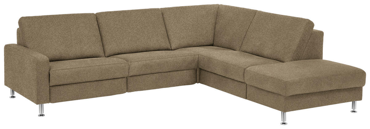 ECKSOFA in Mikrofaser Grün  - Alufarben/Grün, Design, Textil/Metall (275/242cm) - Dieter Knoll