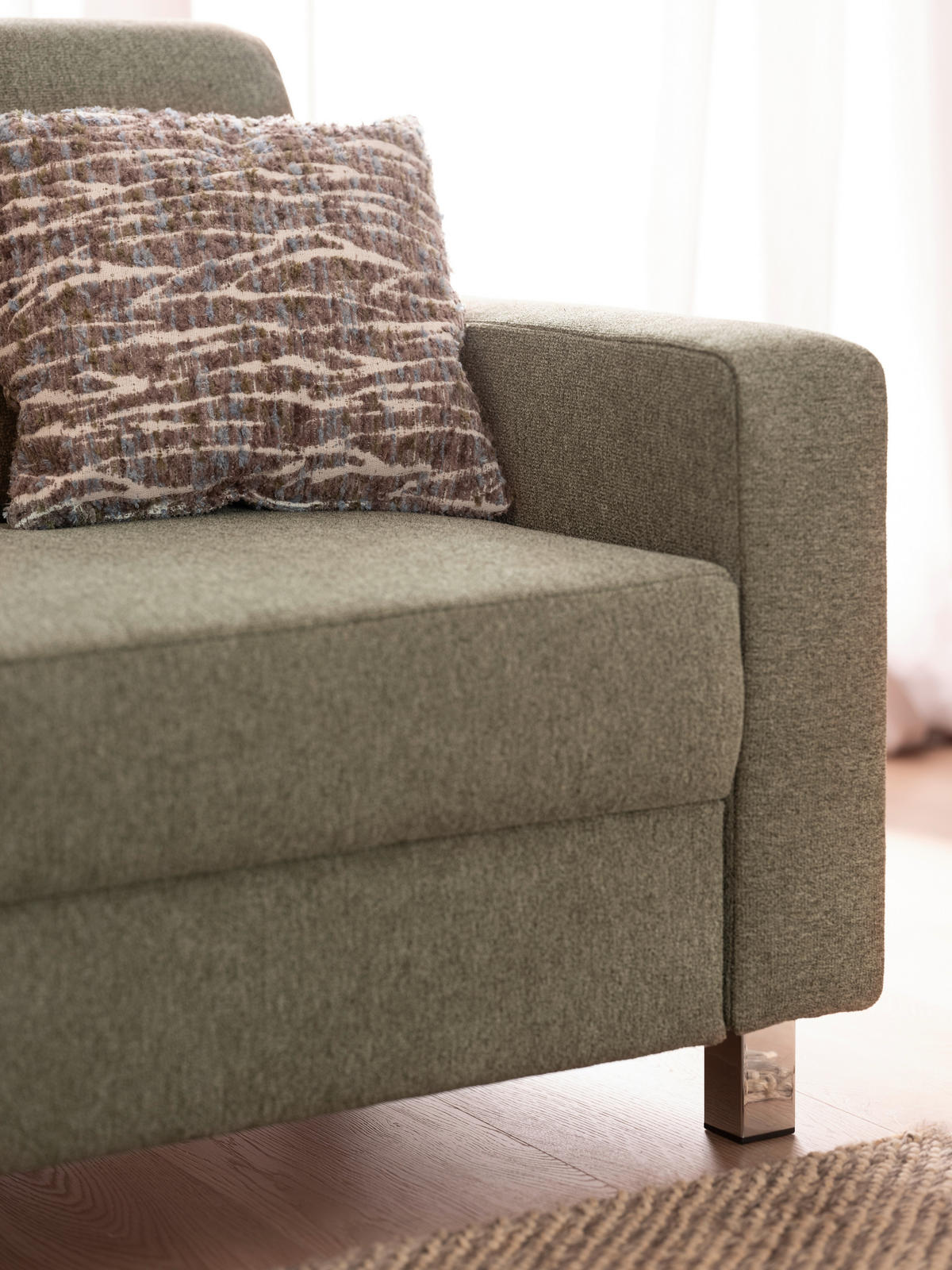 3-SITZER-SOFA in Flachgewebe Grün  - Chromfarben/Grün, Design, Textil/Metall (195/83/85cm) - Xora