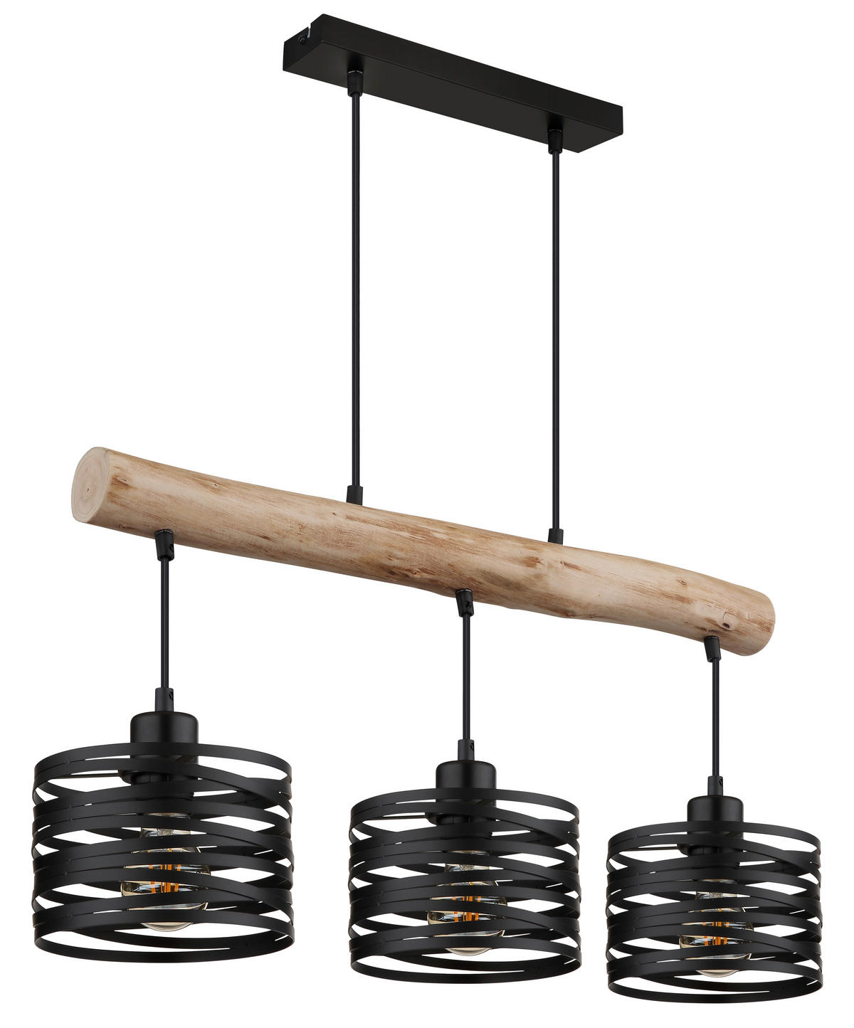 HÄNGELEUCHTE Timbera 70/17/120 cm  - Schwarz/Naturfarben, Natur, Holz/Kunststoff (70/17/120cm) - Globo
