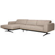 ECKSOFA Sandfarben Struktur  - Sandfarben/Eichefarben, Design, Holz/Textil (163/305cm) - Novel