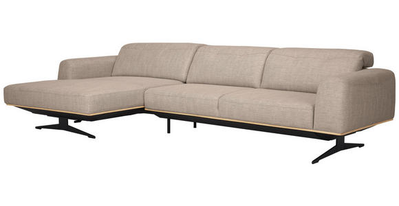 ECKSOFA Sandfarben Struktur - Sandfarben/Eichefarben, Design, Holz/Textil (163/305cm) - Novel