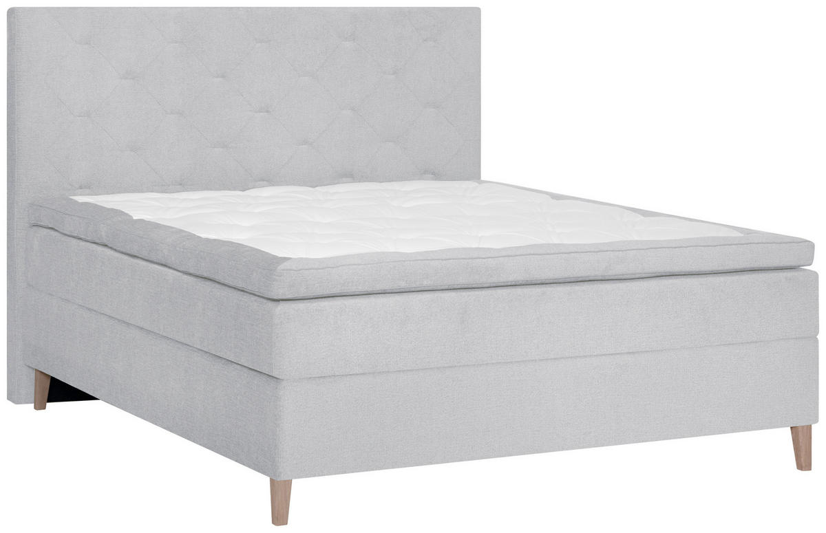 BOXSPRINGBETT 180/200 cm  in Hellgrau  - Eichefarben/Hellgrau, Konventionell, Holz/Textil (180/200cm) - Welnova