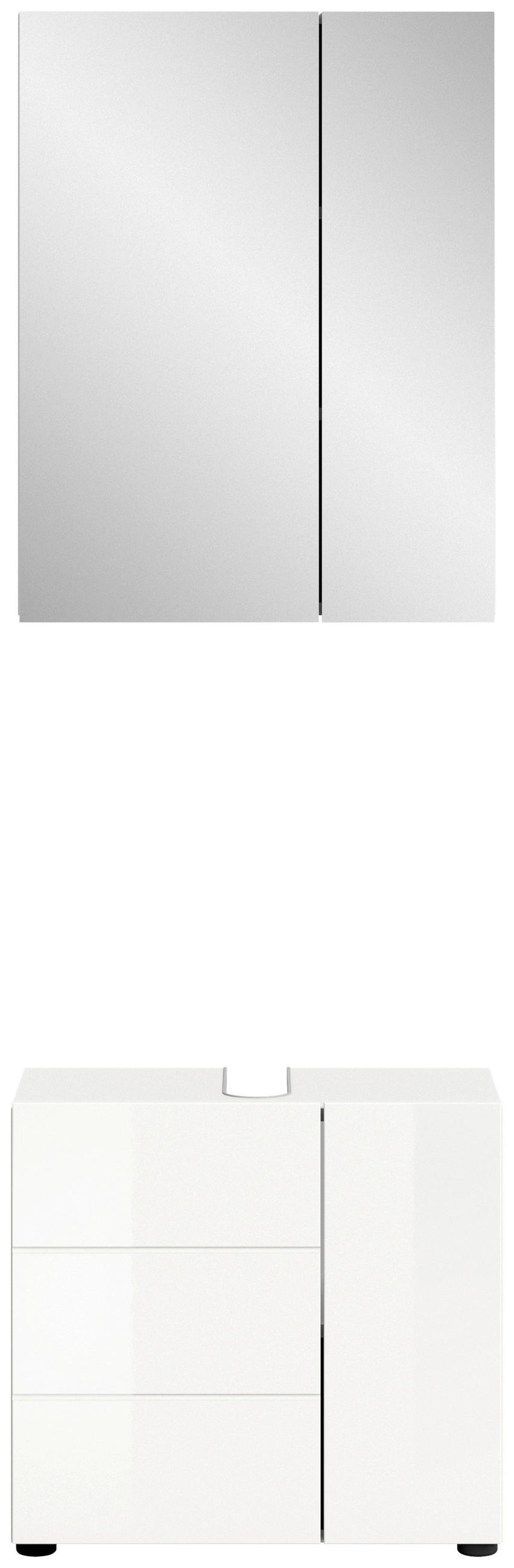 KOUPELNA bílá, vysoce lesklá bílá  - bílá/černá, Moderní, kompozitní dřevo/plast (60cm) - MID.YOU
