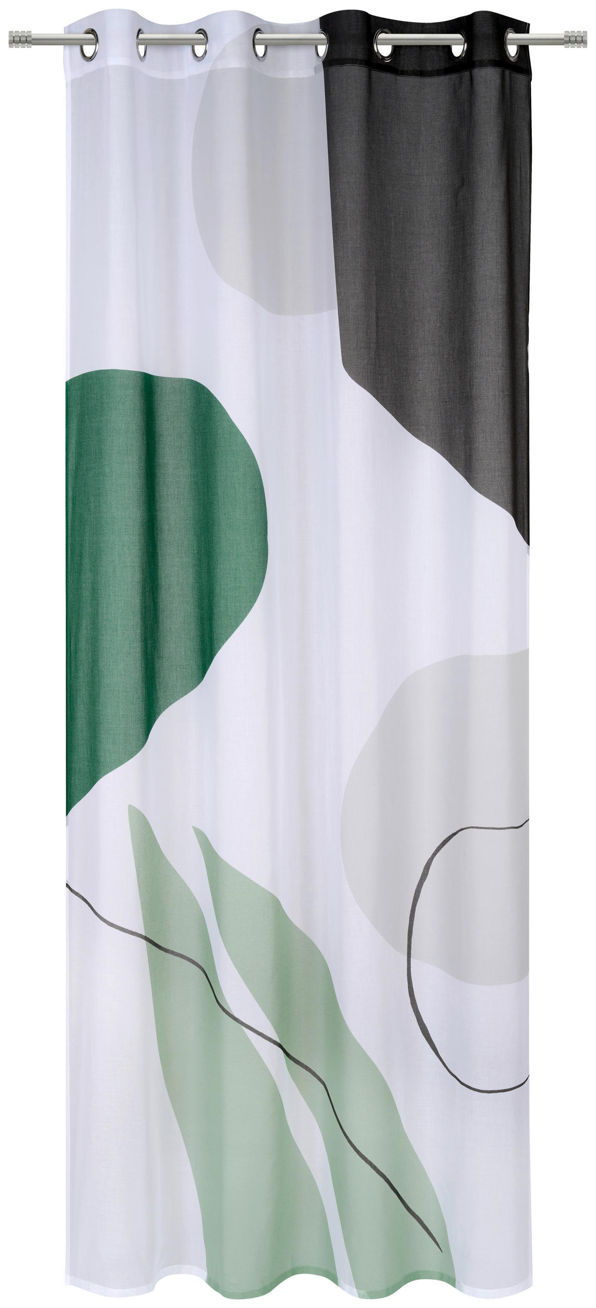 ZÁVĚS S OČKY, poloprůhledné, 140/245 cm - černá/zelená, Design, textil (140/245cm) - Esposa