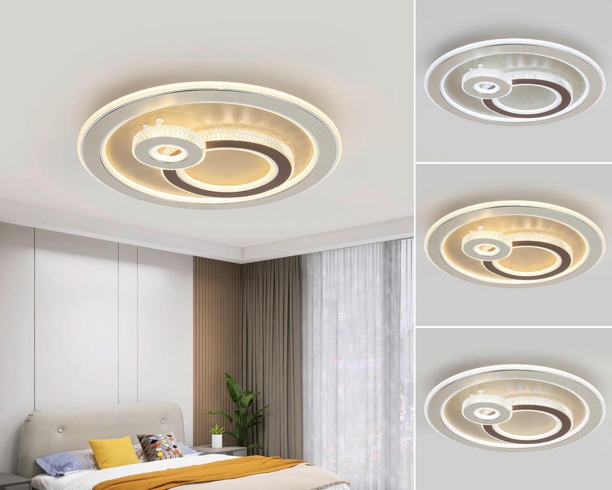 LED MENNYEZETI LÁMPA - krómszínű/barna, Trend, műanyag/fém (48/9cm) - Novel