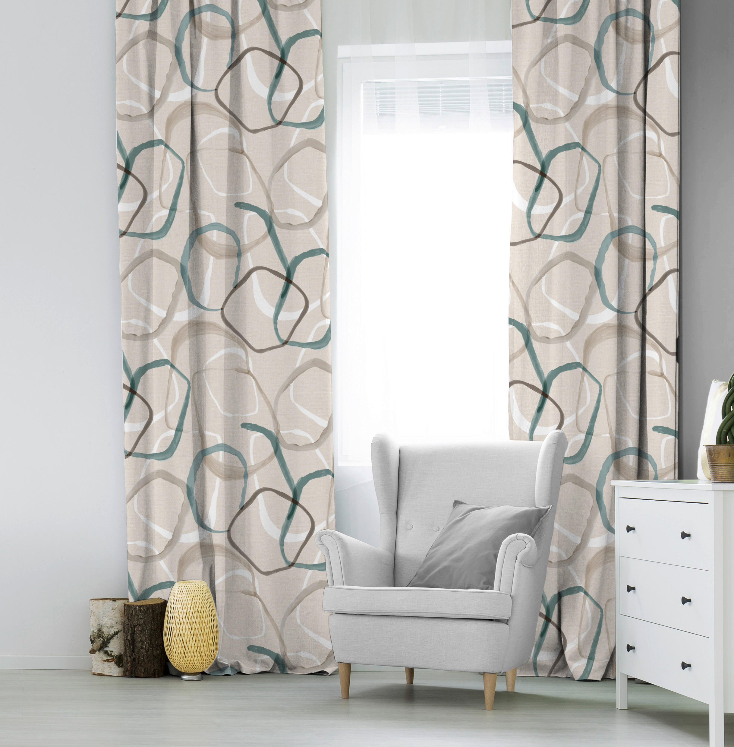 DEKOSTOFF per lfm Verdunkelung  - Blau/Beige, KONVENTIONELL, Textil (150cm) - Esposa
