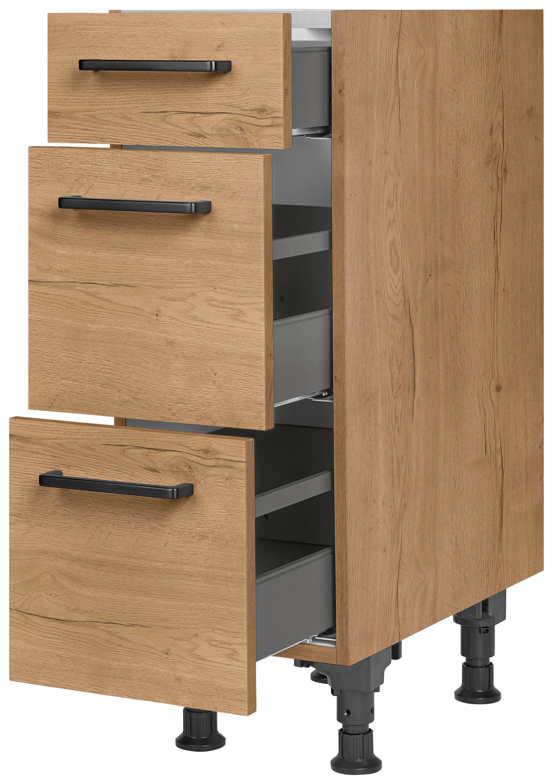 SCHUBKASTENUNTERSCHRANK 30/87/56 cm  in Eichefarben  - Eichefarben/Schwarz, MODERN, Holzwerkstoff/Metall (30/87/56cm) - Nobilia