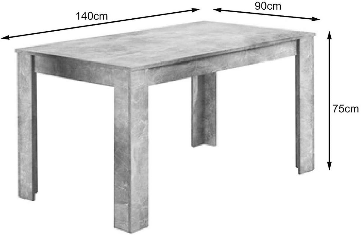 ESSTISCH 140/80/75 cm Nachbildung  Holzwerkstoff in verschiedenen Größen erhältlich, in verschiedenen Holzdekoren erhältlich Grau  - Grau, MODERN, Holzwerkstoff (140/80/75cm) - MID.YOU