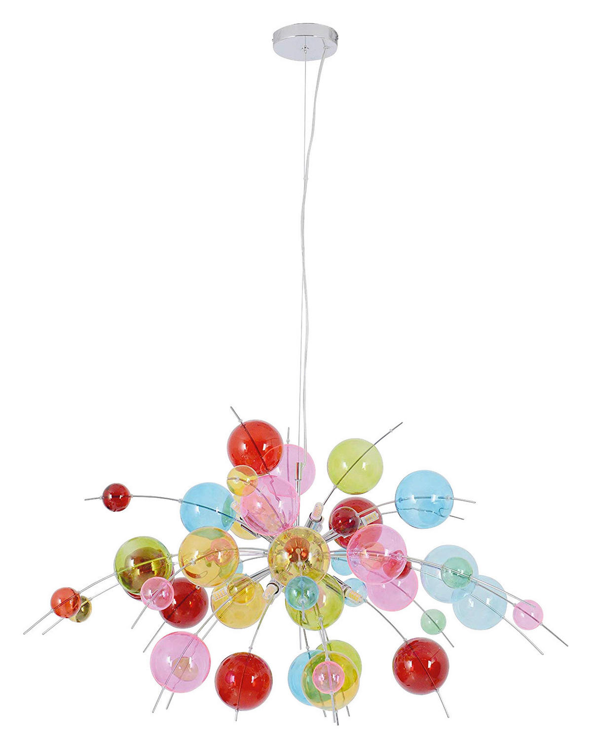 HÄNGELEUCHTE EXPLOSION 98/150 cm   - Klar/Chromfarben, Design, Glas/Metall (98/150cm) - Näve