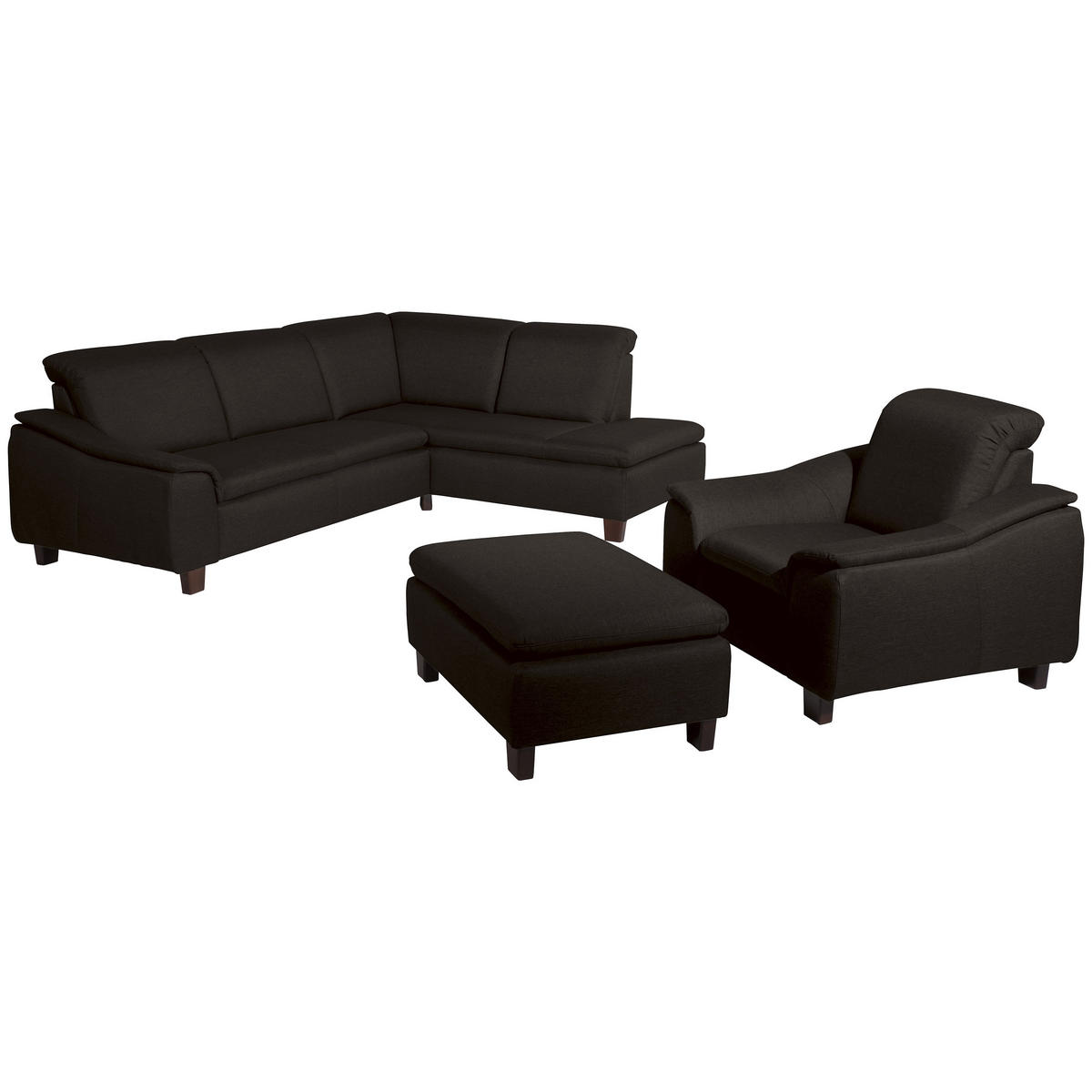 ECKSOFA in Flachgewebe Dunkelbraun  - Dunkelbraun/Nussbaumfarben, Design, Holz/Textil (247/187cm) - Max Winzer