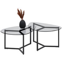 SADA KONFERENČNÝCH STOLÍKOV, sivá, kov, sklo, 82,5/59/36,5-40 cm - čierna/sivá, Design, kov/sklo (82,5/59/36,5-40cm) - Ti'me