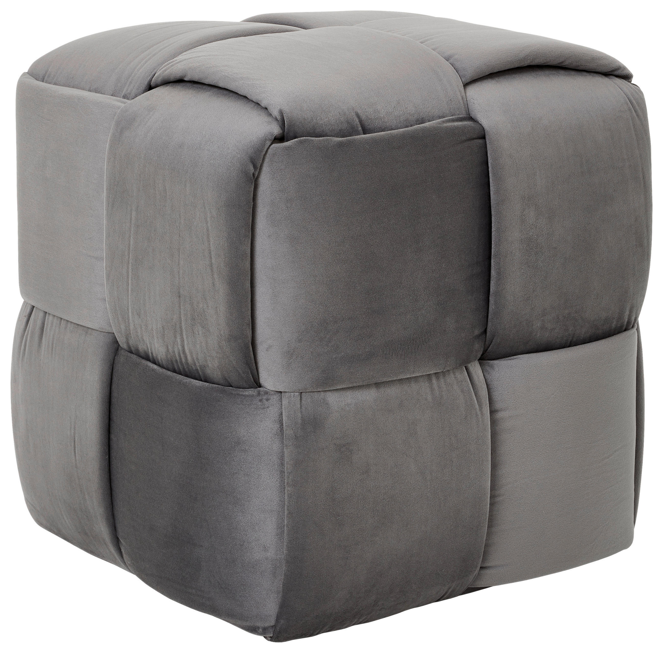 HOCKER Samt Dunkelgrau  - Dunkelgrau, Trend, Textil (42/43/42cm) - Xora