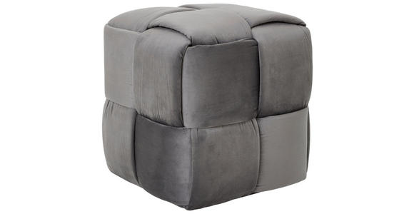 HOCKER Samt Dunkelgrau  - Dunkelgrau, Trend, Textil (42/43/42cm) - Xora