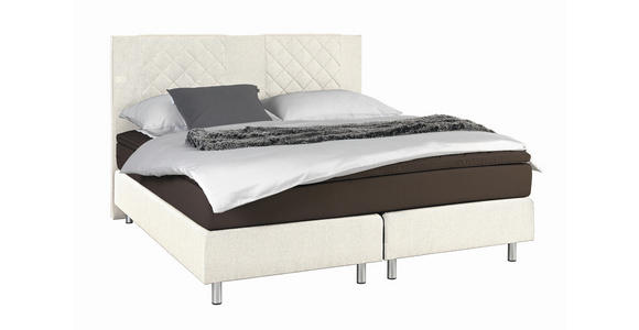 BOXSPRINGBETT 180/200 cm  in Beige  - Beige/Alufarben, Design, Holz (180/200cm) - Carryhome