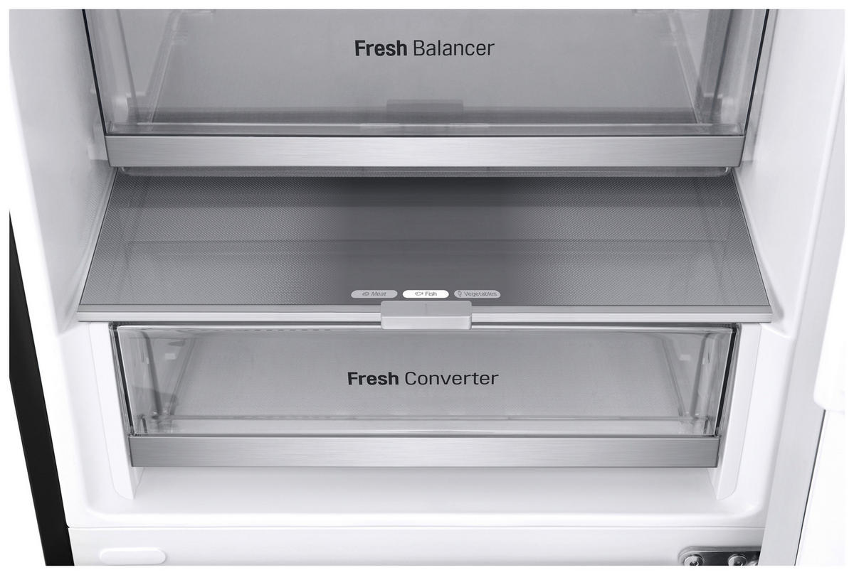 KÜHL-GEFRIER-KOMBINATION GBV7280AEV  - Schwarz, Basics, Glas/Kunststoff (59.5/203/67.5cm) - LG