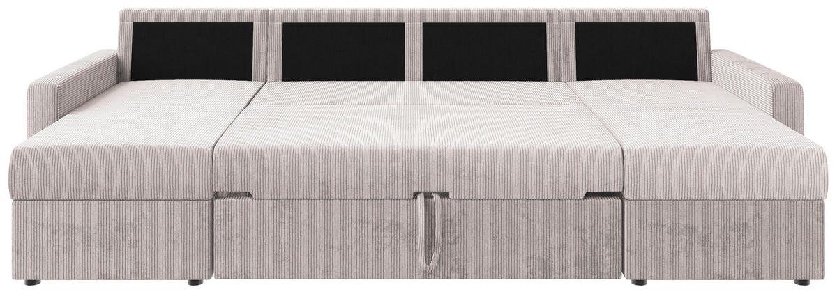 WOHNLANDSCHAFT Naturfarben Cord  - Schwarz/Naturfarben, KONVENTIONELL, Kunststoff/Textil (152/290/152cm) - Ti'me
