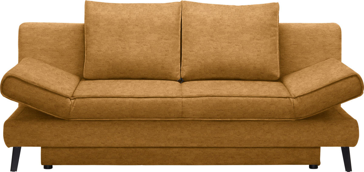 SCHLAFSOFA  in Flachgewebe Braun, Goldfarben  - Goldfarben/Schwarz, Design, Textil/Metall (200/85/90cm) - Xora