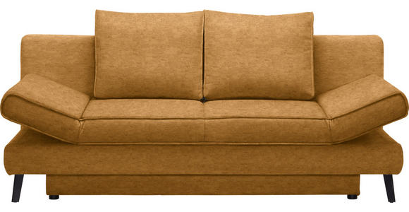 SCHLAFSOFA in Flachgewebe Braun, Goldfarben  - Goldfarben/Schwarz, Design, Textil/Metall (200/85/90cm) - Xora