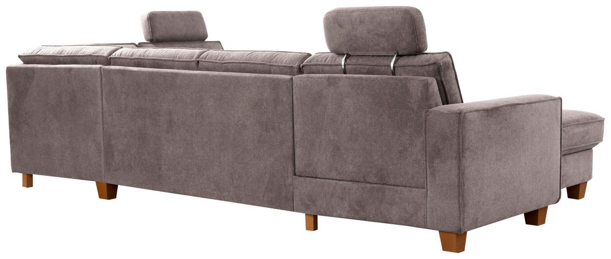 WOHNLANDSCHAFT in Flachgewebe Taupe  - Taupe/Eichefarben, KONVENTIONELL, Holz/Textil (161/309/213cm) - Sit & More