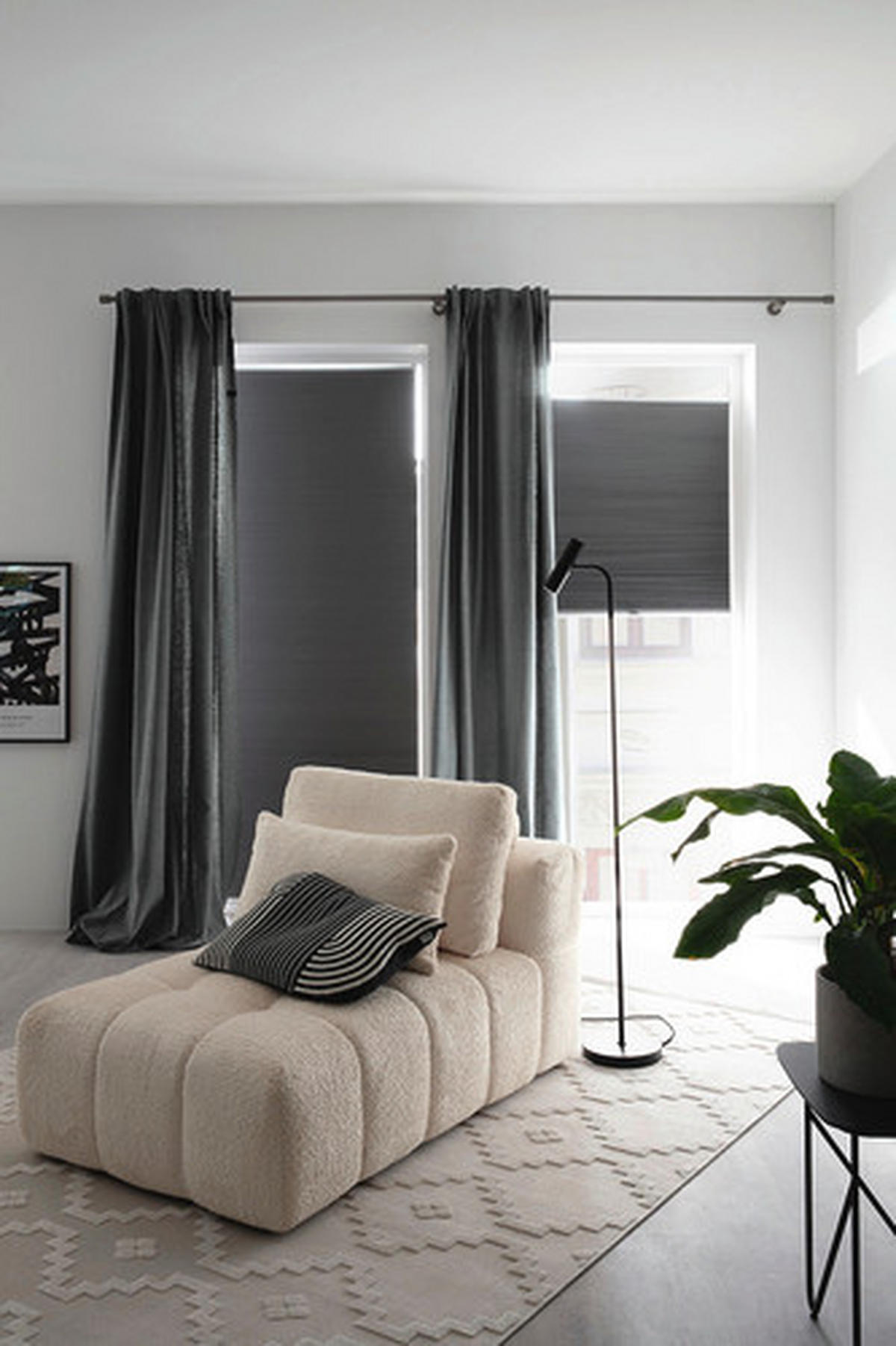 WABENPLISSEE  black-out (lichtundurchlässig)  60/130 cm    - Grau, Basics, Textil (60/130cm) - Schöner Wohnen